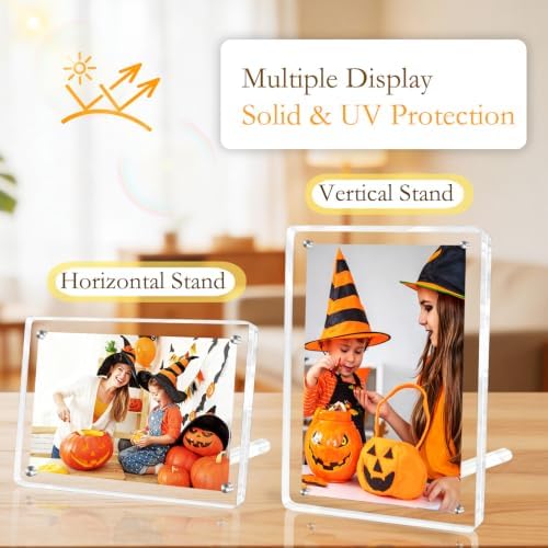 WeRock 2 Pack 5x7 Acrylic Picture Frames, Clear Picture Frames with Stand Magnetic Frame Acrylic Lucite Frameless Transparent Gift for Home Office Display Decor for Photos Certificates - Image 3