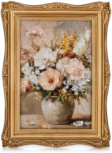 Gold Vintage Picture Frame 4x6, Antique Ornate Photo Frame Decor by Arborus