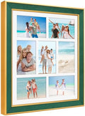 Suede 13.5x15.5 Picture Frame Display 7 Opening 4x6 Picture Frames Collage Wall Decor with Mat,Multi Photo Frame for Plexiglass,Wall Decor,1Pack,Green by AnoziebyProductsunder