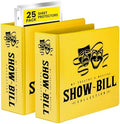 2 Pack of Show-Bill D-Ring Binder for Broadway & Theatre Showbills – Display Binder with 25 Sheet Protectors, Holds & Organizes Stage Collections, Fits 5.5” x 8.5” (Yellow) by RingBinder