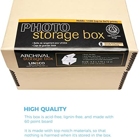 Lineco, Tan Archival Hinged Lid Photo Box 5.5"x7.75"x12", Acid-Free - Image 3