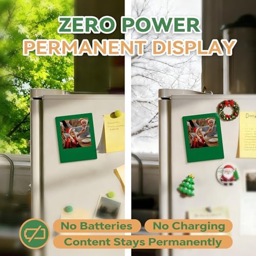 E-Paper Fridge Magnet Classic Plus, E-Ink Battery-Free Instant Photo Style Display, Wireless NFC Picture Frame, Phone-Controlled Acrylic Memo Board for Party/Travel/Home & Gifts, Compatible iPhone 13 and Newer (Green) - Image 3