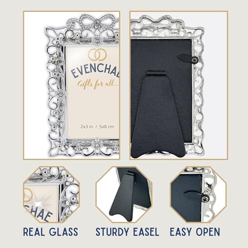 2x3 Mini Picture Frame: Silver Scrollwork + Clear Rhinestones - Image 5