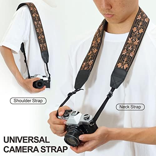 Padwa Lifestyle Camera Strap - 2" Wide Vintage Jacquard Embroidery Flower Camera Straps with Genuine Leather Head,Complimentary 2 Pcs Quick Release Clips for All Cameras and Men & Women Photographers - Image 4