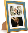 Suede 8.5x11 Picture Frame Display 2 Opening 5x7 Double Picture Frames Collage Wall or Tabletop Decor with Mat,Multi Photo Frame for Plexiglass,Wall Decor,1Pack,Blue by AnoziebyProductsunder