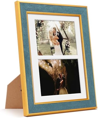 Suede 8.5x11 Picture Frame Display 2 Opening 5x7 Double Picture Frames Collage Wall or Tabletop Decor with Mat,Multi Photo Frame for Plexiglass,Wall Decor,1Pack,Blue by AnoziebyProductsunder