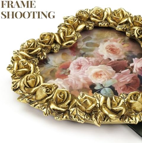 Cuspin 4x4 Picture Frame Heart-Shaped Gold Rose, Small Vintage Cute Frame - Image 4