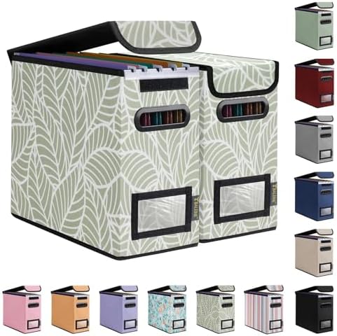 BALEINE File Organizer Box with Lid, Collapsible Hanging File Storage Box by BALEINE