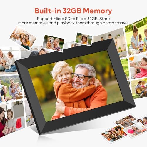 BIGASUO Digital Picture Frame, 10.1" Frameo Digital Frame WiFi with 32GB Memory, 1280x800 IPS Touch Screen, Send Photos/Videos from Your Phone Anywhere, Photo Gifts for Parents and Grandparents 2 Pack - Image 4