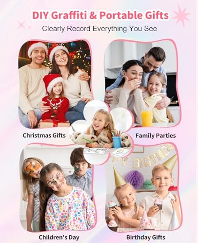 Kids Camera Instant Print, 1080P Dual-Lens Digital Camera for Kids, Pink - Image 6