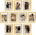 upsimples 5x7 Picture Frame Set of 10, Display Pictures 4x6 with Mat or 5x7 Without, Multi Photo Frames Collage for Wall or Tabletop Display, Gold by upsimples