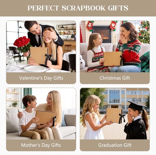 INNOCHEER Brown 8X12 Self Adhesive Scrapbook - 40 Sheets, 80 Pages, Hard Cover, Non-Fading Thick Craft Paper - Image 7