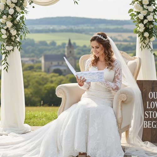 Wedding Guest Book Letters to Bride 8.5x7 Inch,Blue,Classic - Image 3