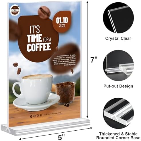 5x7 Acrylic Sign Holder, 12 Pack Vertical Plastic Signs Frame Table Top Display, Double Sided Display Flyer Holder Menu Holders Clear Stand for Office Store Show Fair - Image 3