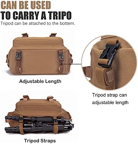 Cwatcun Camera Case Canvas Shoulder Bag with detachable insert Case Shockproof Camera Messenger Bag for Canon Sony Nikon DSLR/SLR, Mirrorless Camera Bag with Tripod Holder for Men Women (Color:Brown) - Image 4