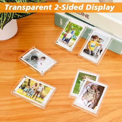 Acrylic Mini Polaroid Frame for Photos 5 Pack Magnetic Refrigerator Mini Picture Frames for Instax Photo Display Double Sided Clear 2.36 X 3.54 Inch - Image 5