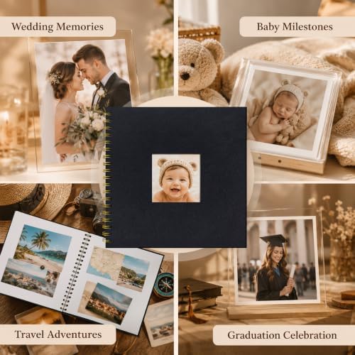 10x10 Inch Scrapbook Photo Album with 40 Pages Acid-Free White Paper, Black - Image 2