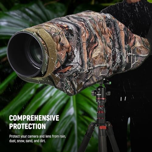 NEEWER PB019 Camera Rain Cover XL Large Waterproof Raincoat Protective Cover for Canon Sony Nikon Fujifilm DSLR Camera & Lenses up to 800 mm Double-Sided Camouflage Green Nylon - Image 6