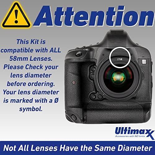 Ultimaxx 58MM Complete Lens Filter Accessory Kit with 58MM 2.2X Telephoto and .43x Wide Angle/Macro Lenses for: Canon EOS Rebel 9000D 800D 760D 750D 700D 1300D 1200D T100, 4000D, 3000D, 2000D & More - Image 2