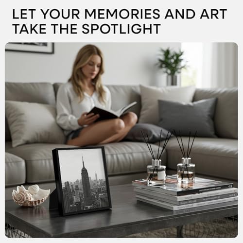 Homeforia 8x10 Black Picture Frame, High-End Metal, 5x7 Mat, Glass - Image 2