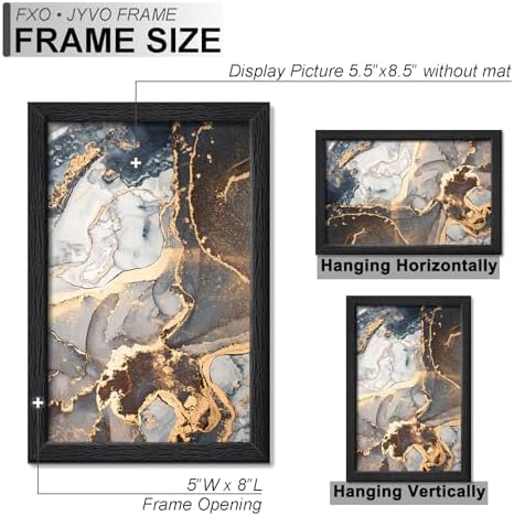 5.5x8.5 Picture Frame Set of 4 Black Engineered Wood Tabletop/Wall Hanging - Image 4