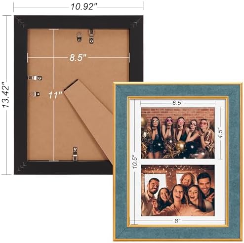 Suede 8.5x11 Picture Frame Display 2 Opening 5x7 Double Picture Frames Collage Wall or Tabletop Decor with Mat,Multi Photo Frame for Plexiglass,Wall Decor,1Pack,Blue - Image 4