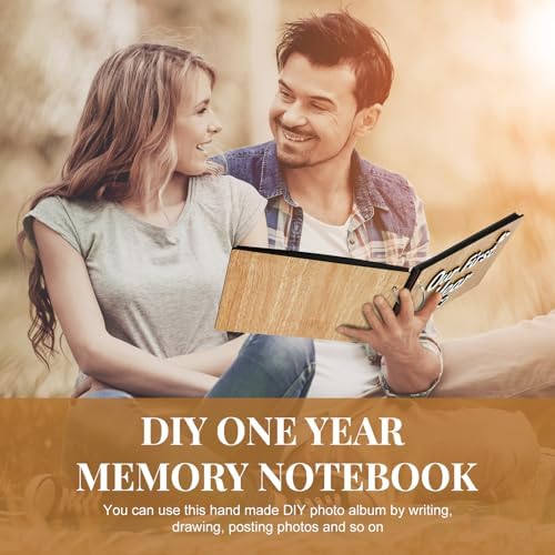 Cinnvoice Our First Year Scrapbook, 1-Year Down Photo Album for Couples Handmade DIY Memory Notebook Family Photo Album for Couples Husband Wife Memory Book(Our First Year-white) - Image 6