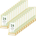 24 Pack 5x7 Gold Acrylic Sign Holders, Double Sided Picture Frame Stands by ALFFUN