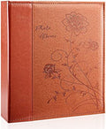 Photo Album 8x10 Clear Pages Pockets Leathe Cover Slip Slide in Photo Album Holds 50 Vertical 8x10 Photos Picture Book for Wedding Family (Brown) by Miaikoe