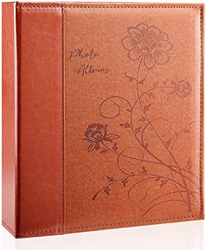 Photo Album 8x10 Clear Pages Pockets Leathe Cover Slip Slide in Photo Album Holds 50 Vertical 8x10 Photos Picture Book for Wedding Family (Brown) by Miaikoe