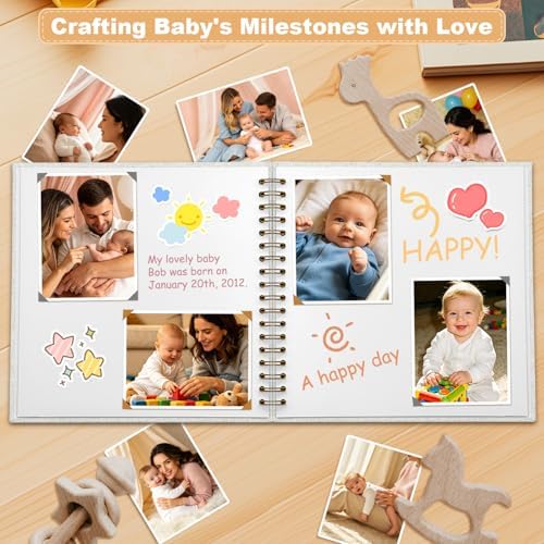 Scrapbook Photo Album Linen Cover, 8 x 8 Inch Hardcover Kraft White Pages Memory Book, for Travel Wedding Guest Book Christmas Baby Shower (20 Sheets/ 40 Pages,White) - Image 4