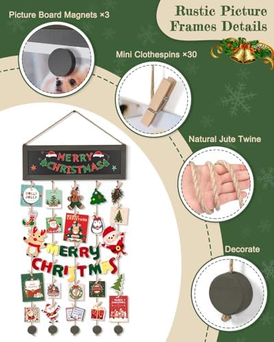 Bikoney Hanging Picture Frame Collage with Blackboard - Weathered Grey - Image 6