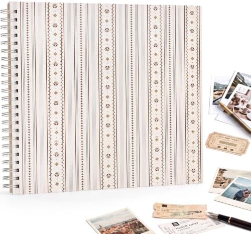 12x12in Vintage Scrapbook Album,60 Pages Striped Creative DIY Photo Album by Unknown