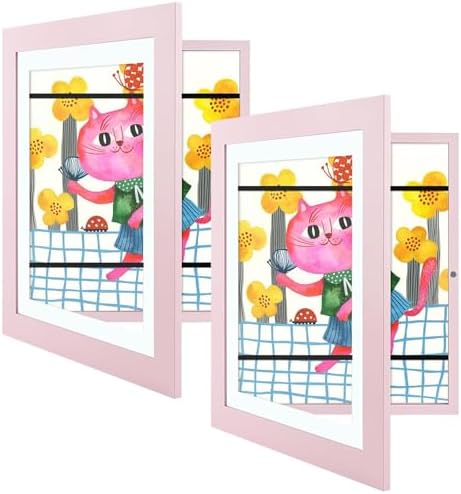2 Pack 8.5x11 Front-Opening Kids Artwork Frames Changeable (Light Pink) by GoldenStateArt