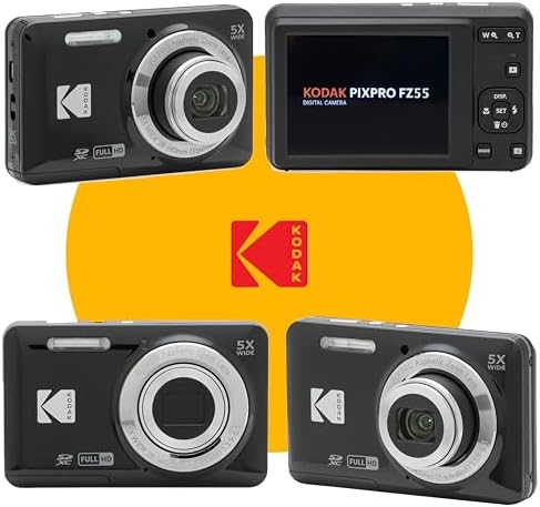 KODAK PIXPRO FZ55 16MP Digital Point & Shoot Camera, 5X Optical Zoom, 28mm Wide Angle, 1080P Full HD Video, Bundle with 32GB SD Card, Protective Case, and Hi-Speed Card Reader (Black) - Image 3