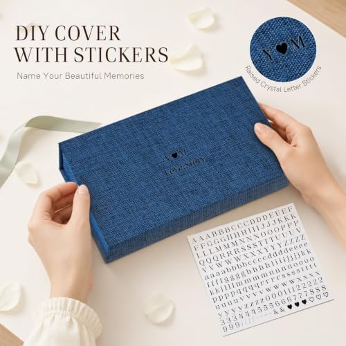 Photo Storage Box, Linen with USB Compartment - Navy, 5x7 Inch - Image 3