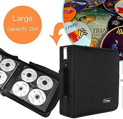 CCidea CD Case DVD Case Storage Holder-264 Capacity,Media Binder, CD Wallet, Disc Booklet, L11.4 x W 6.4 x H3.5 INCH (Black) - Image 2