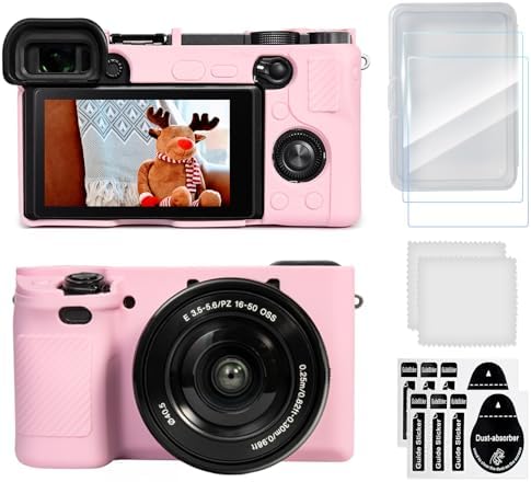 Case for Sony Alpha A6400 A6300, 2 Screen Protector, Pink by TYUANDOUER