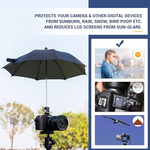 Upgrade Camera Hot Shoe Umbrella Sunshade with 3 Level Height Adjustable - Image 5