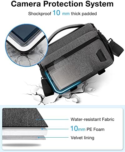 BAGSMART Camera Sling Bag with Tripod Holder & Rain Cover, Waterproof, Grey - Image 3
