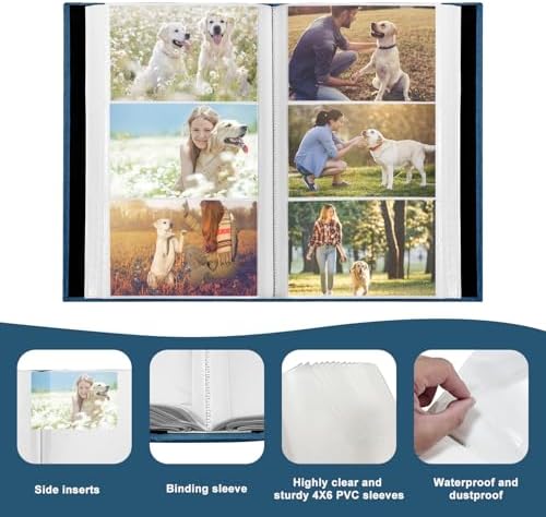 Photo Album 4x6 with 420 Pockets, Slip-in Picture Albums, Linen Cover Memory Book with Front Window, Vertical pages Photo Book for Wedding, Family, Anniversary, Baby, Vacation(Blue) - Image 3