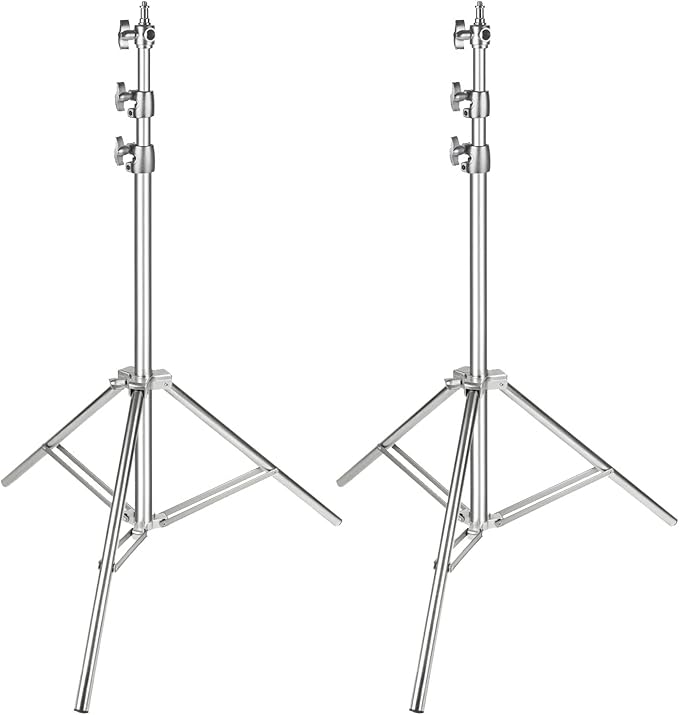 NEEWER 2PCS Light Stand Kit, 79"/200cm Stainless Steel Heavy Duty Tripod Stand with 1/4" to 3/8" Adapter for Studio Softbox, Monolight, Reflector by Neewer