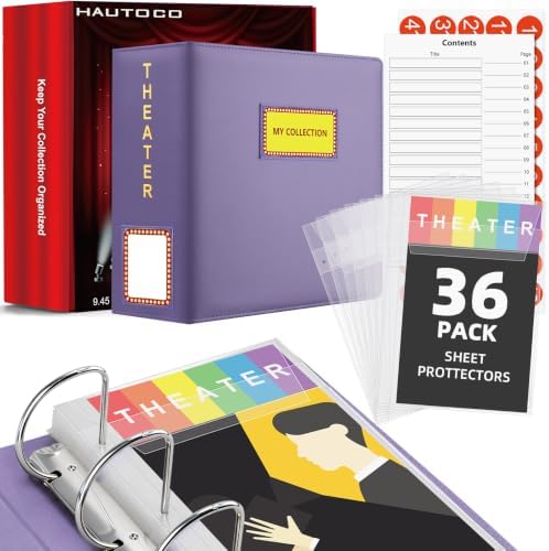 HAUTOCO Show-Bill Binder with 36 Sleeves for 8.5" x 5.5" Broadway Programs by HAUTOCO
