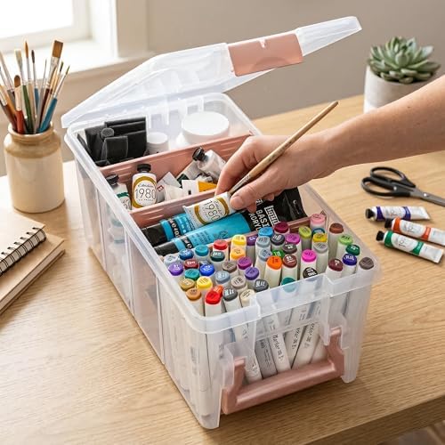 ArtBin Semi Satchel Portable Craft Organizer with 3 Dividers - Clear Plastic Storage Case for Art & Craft Supplies - Image 7