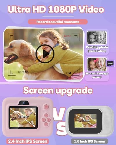 Dylanto Kids Camera Instant Print,1080P Kids Instant Cameras that Print Photos,Christmas Birthday Gifts for Girls Age 3-12,Portable Toy for 3 4 5 6 7 8 9 10 Year Old Girls Boys Pink - Image 4