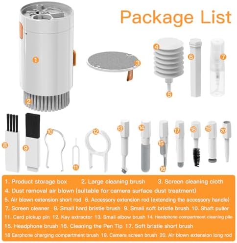 Andoer 20 in 1 Multifunctional Electronic Cleaning Kit with Storage Box for Cameras Lenses Earphones Phones Keyboard Laptop Tablet Cleaning Tools Monitor PC - Image 4