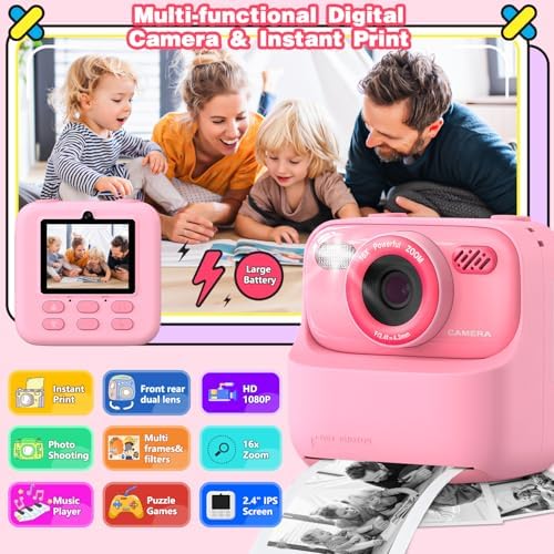 masterbee Kid Camera Instant Print Photo, Birthday Gifts for Girls and Boys, Kids Digital Camera Toys, 1080P HD Video, 3 4 5 6 7 8 9 10 11 12 Year Old Boy Gifts/Girl Gifts - Image 2