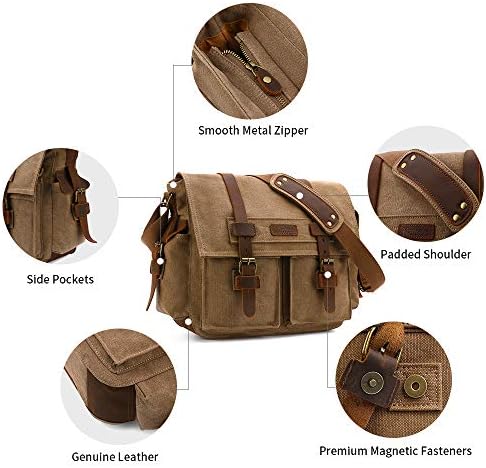 Kattee Vintage Leather Canvas DSLR SLR Camera Bags for Men - Image 6