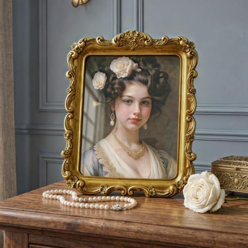 Cuspin 8x10 Gold Vintage Picture Frame Ornate Floral Antique Photo Frame - Image 2