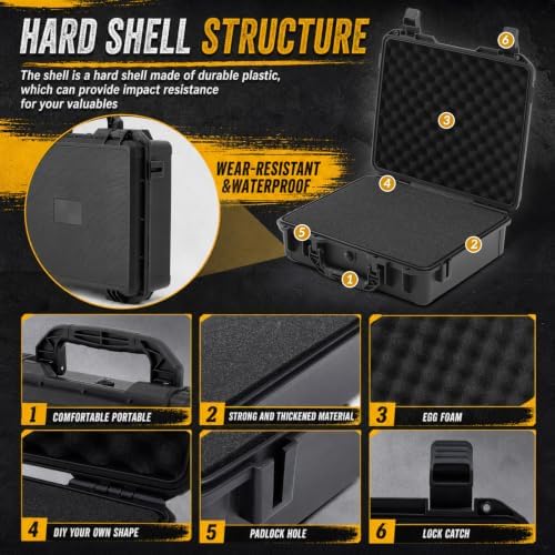 Relaxweex Waterproof Hard Case with Custom Foam, 16.54 x 14.17 x 6.06 Inch - Image 3